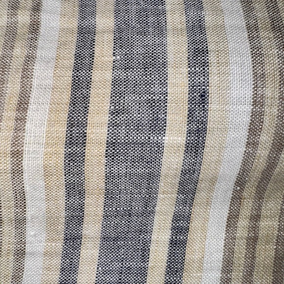Zara Flax Linen Striped Tie-Waist Shorts Coastal Summer Blue Tan White Size MED - Picture 15 of 15